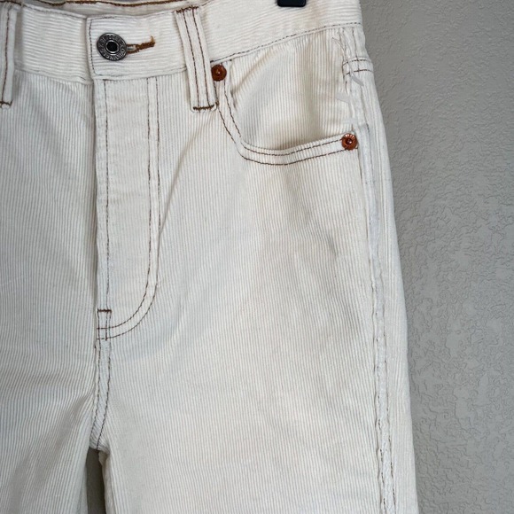 Re/Done Originals Womens Skinny Jeans 26 High-Rise Off White Corduroy Button Fly - Picture 4 of 14